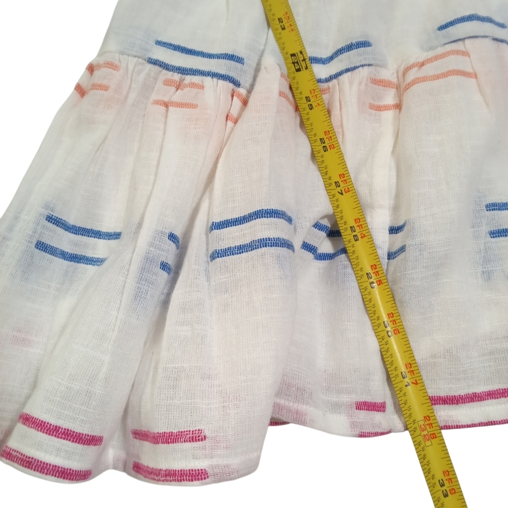 Oliphant Colorful Rainbow Stripe V Neck Cap Sleeve Pocket Cotton Midi Dress Sz S - Picture 7 of 10